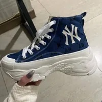 [S] MLB CHUNKU HIGH MONO JACQUARD SNEAKERS,DARK BLUE, 3ASHU311NK0003-50BLD (SMLB196)