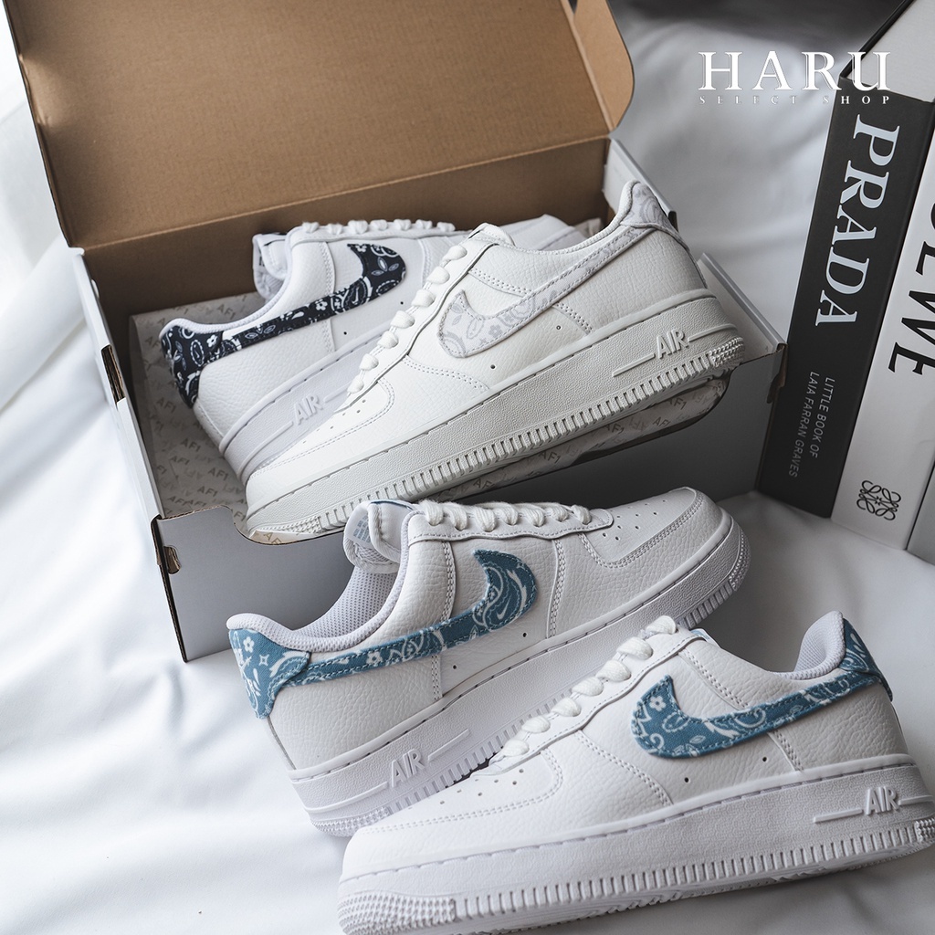 NIKE AIR FORCE 1 AF1 黑白 藍白 全白 變形蟲  腰果花小白鞋 有男生尺寸 女生復古休閒鞋  DH4406-101-100 DJ9942-100