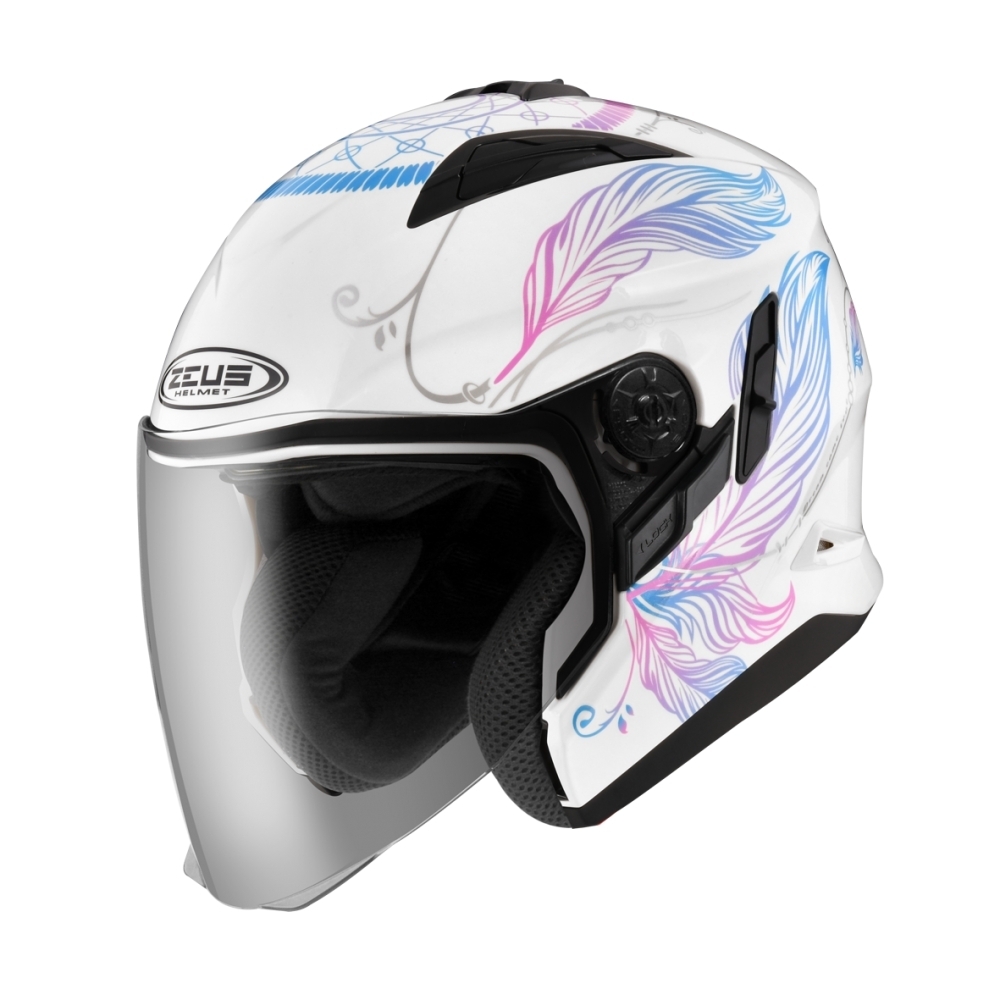 ZEUS ZS-613B 613B 3/4罩 半罩 內藏墨鏡 AJ32 白藍