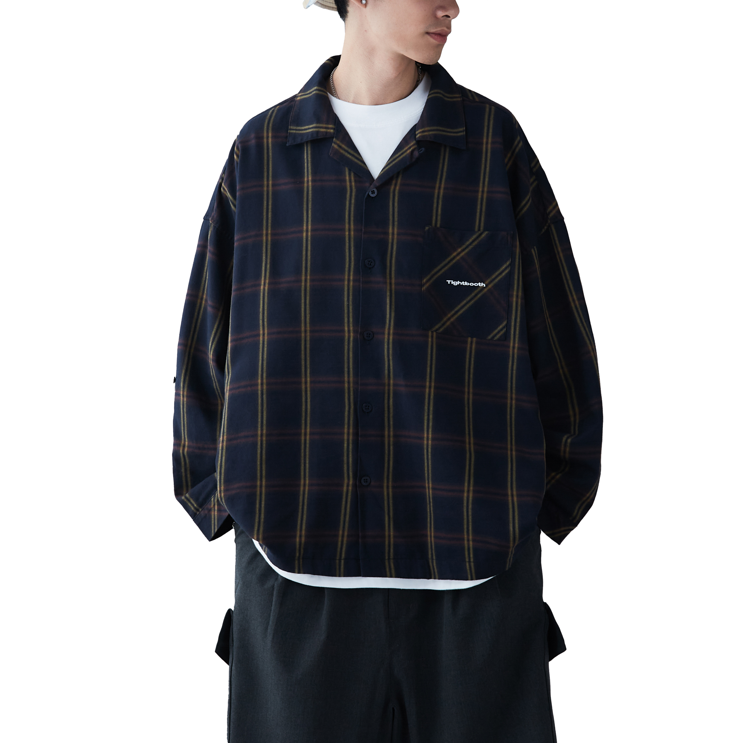 TIGHTBOOTH - Plaid Roll Up Shirt - Navy