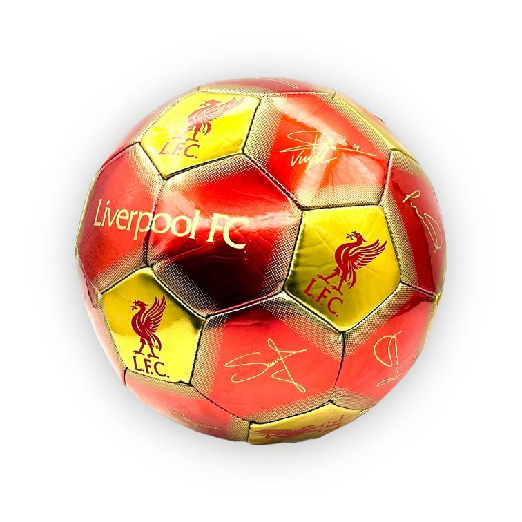 利物浦紅金色LFC球星簽名5號足球