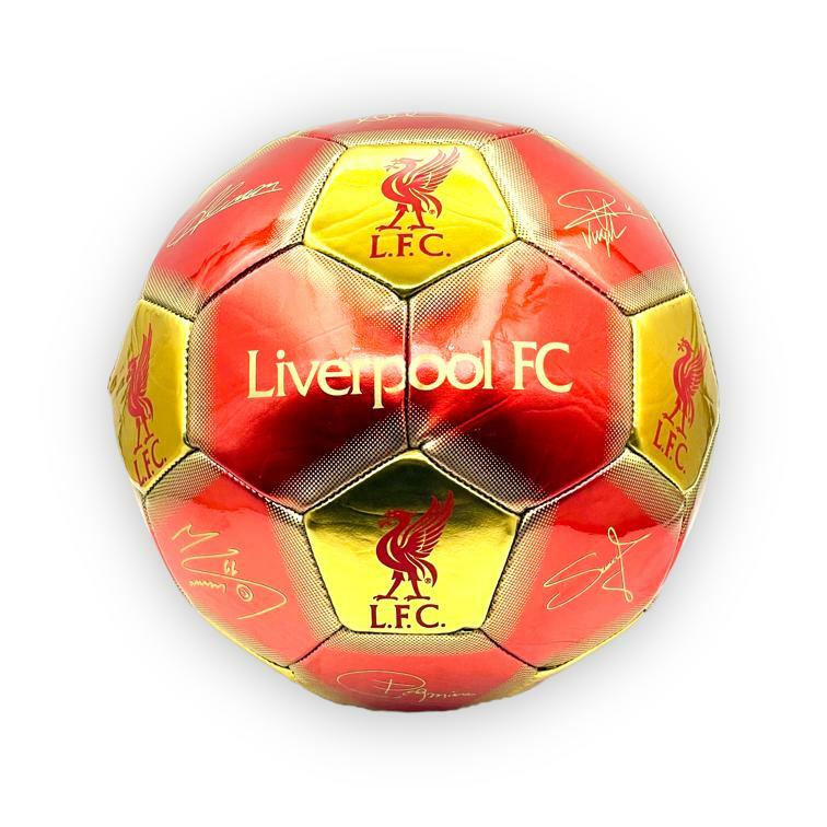 利物浦紅金色LFC球星簽名5號足球
