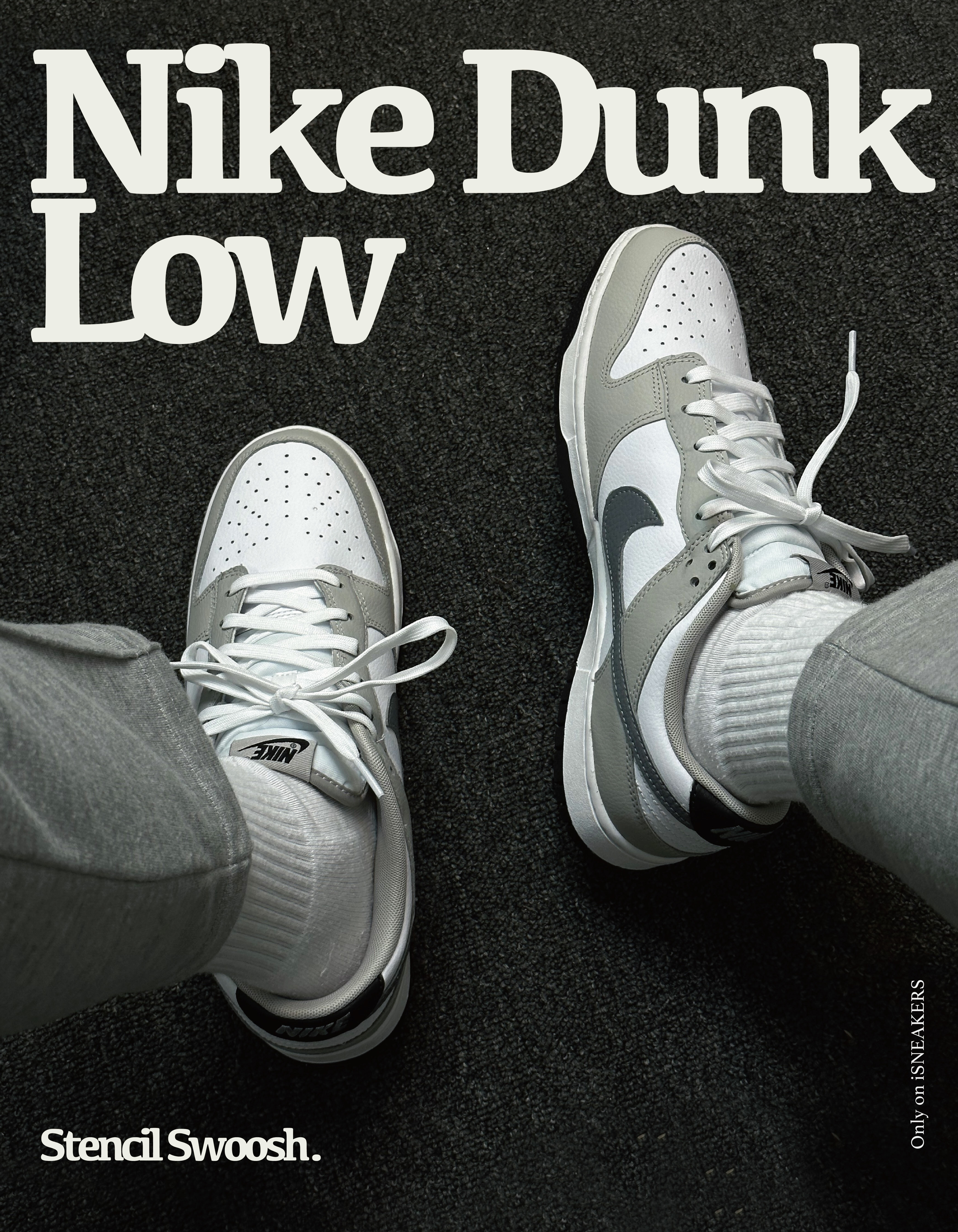 iSNEAKERS｜Nike Dunk Low "Stencil Swoosh" 迷霧雙勾 煙灰 FD0661-100