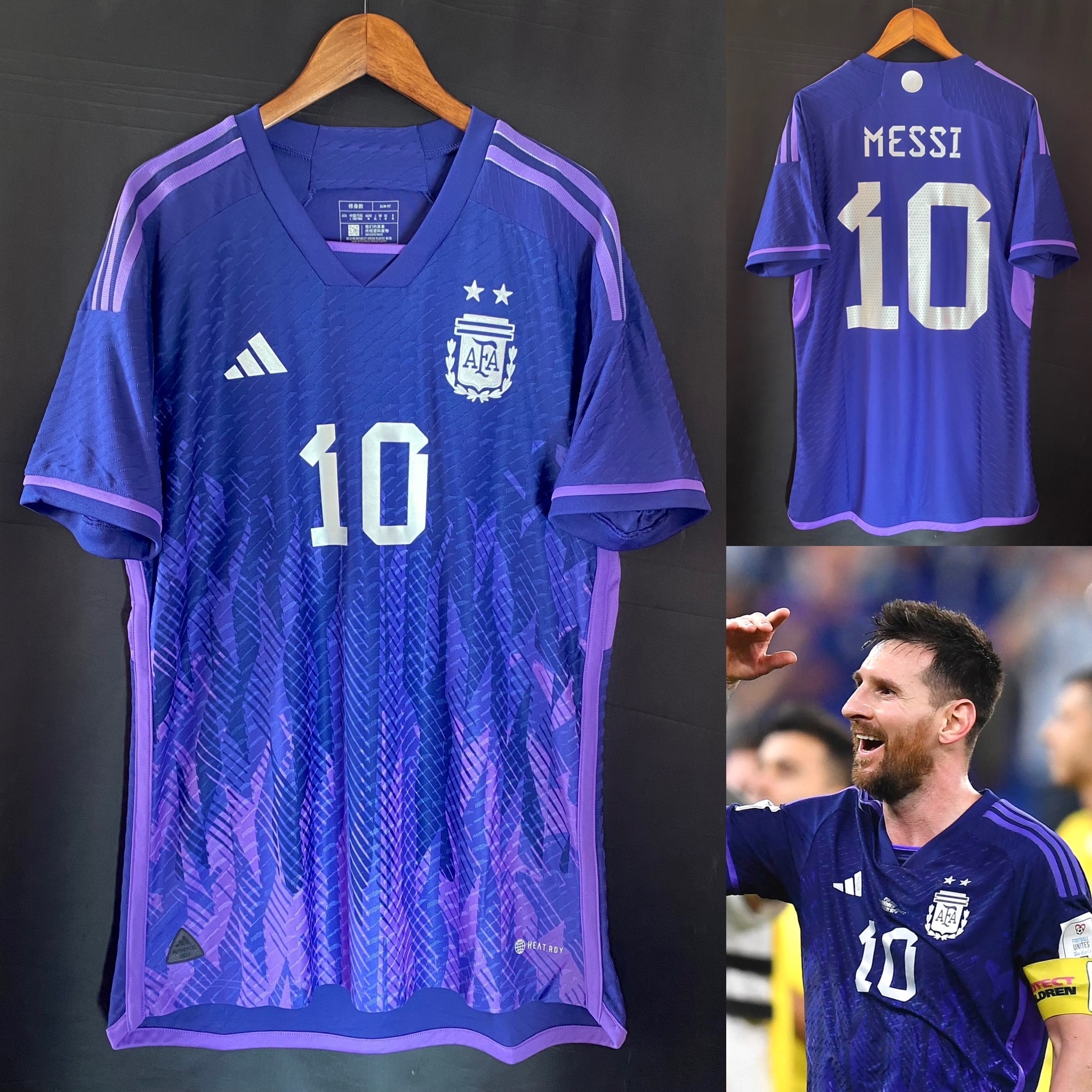 Argentina 2022 FIFA World Cup Adidas Away Authentic Player Shirt #10 MESSI