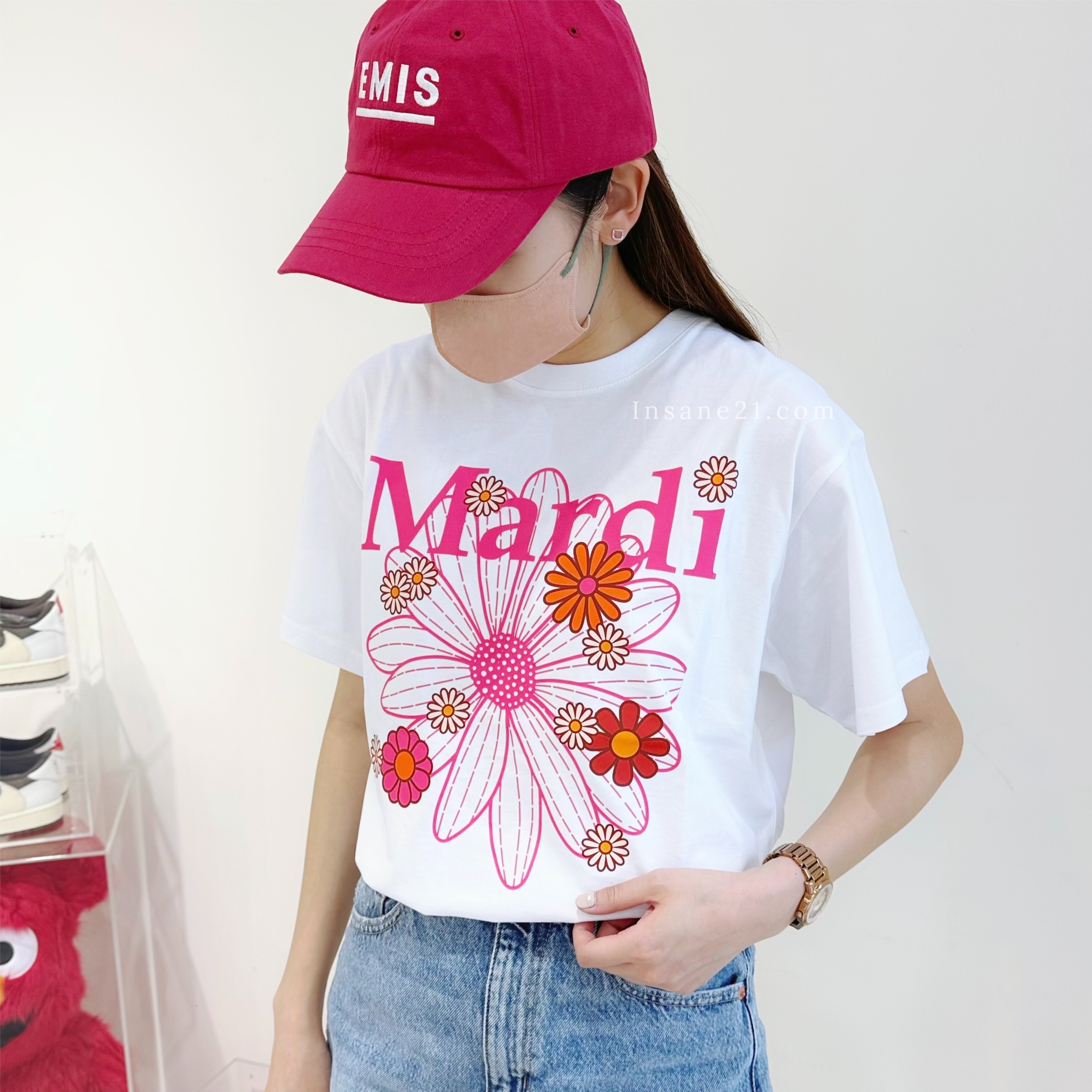 MARDI MERCREDI 彩色花卉 小雛菊 短袖 深藍 // 灰 // 白