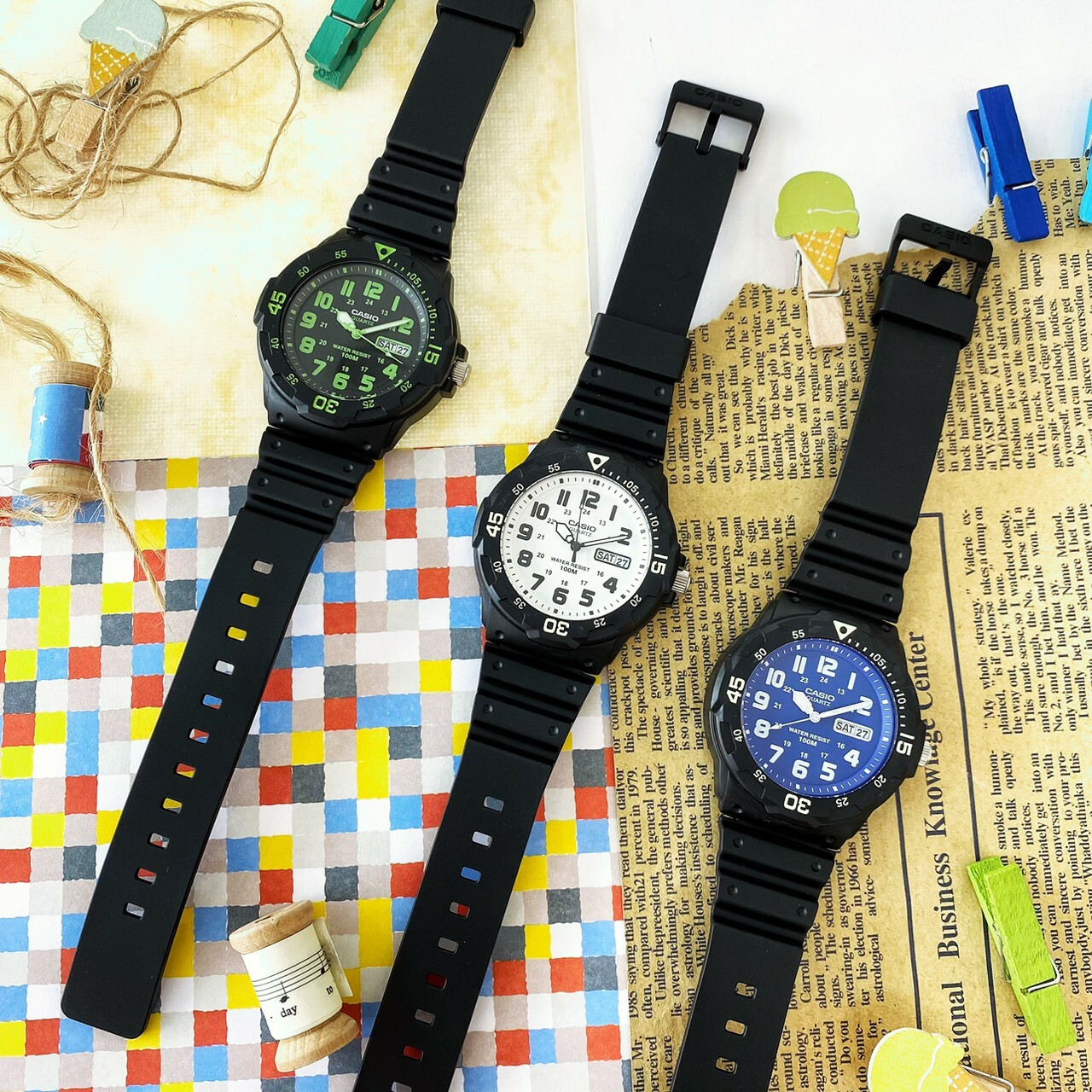 【CASIO 卡西歐】潛水風DIVER LOOK指針錶MRW-200H-2B2(藍)/ MRW-200H-3B(綠)/ MRW-200H-7B(白)  現代鐘錶