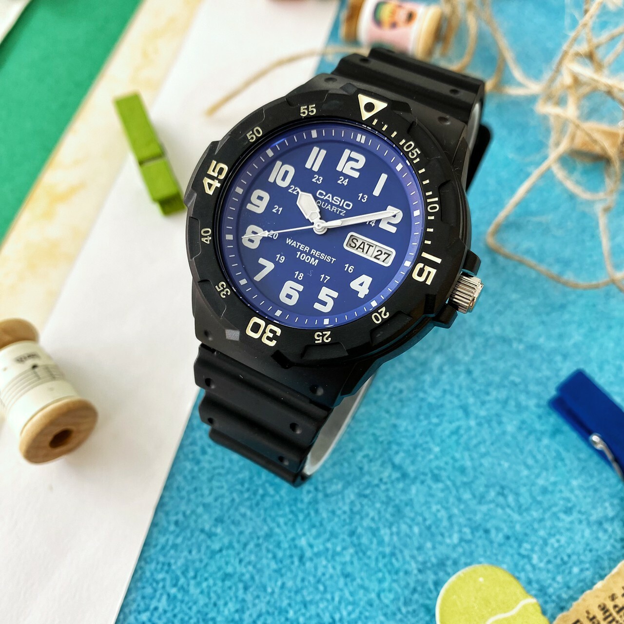 【CASIO 卡西歐】潛水風DIVER LOOK指針錶MRW-200H-2B2(藍)/ MRW-200H-3B(綠)/ MRW-200H-7B(白)  現代鐘錶