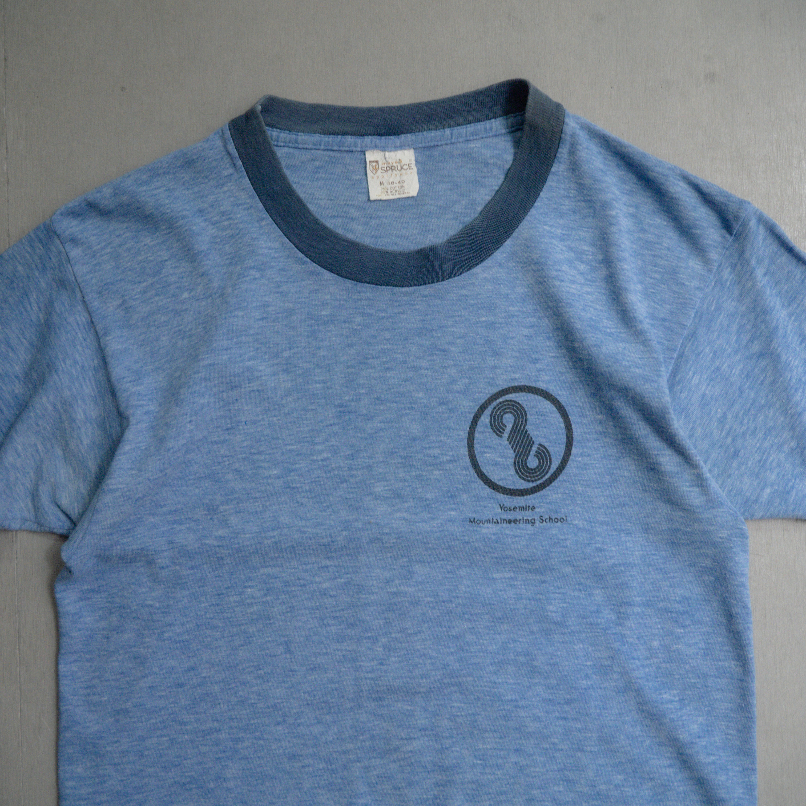 70S SPRUCE RINGER TEE 美國製 藍色 優勝美地 混紡 滾邊 短袖 T恤