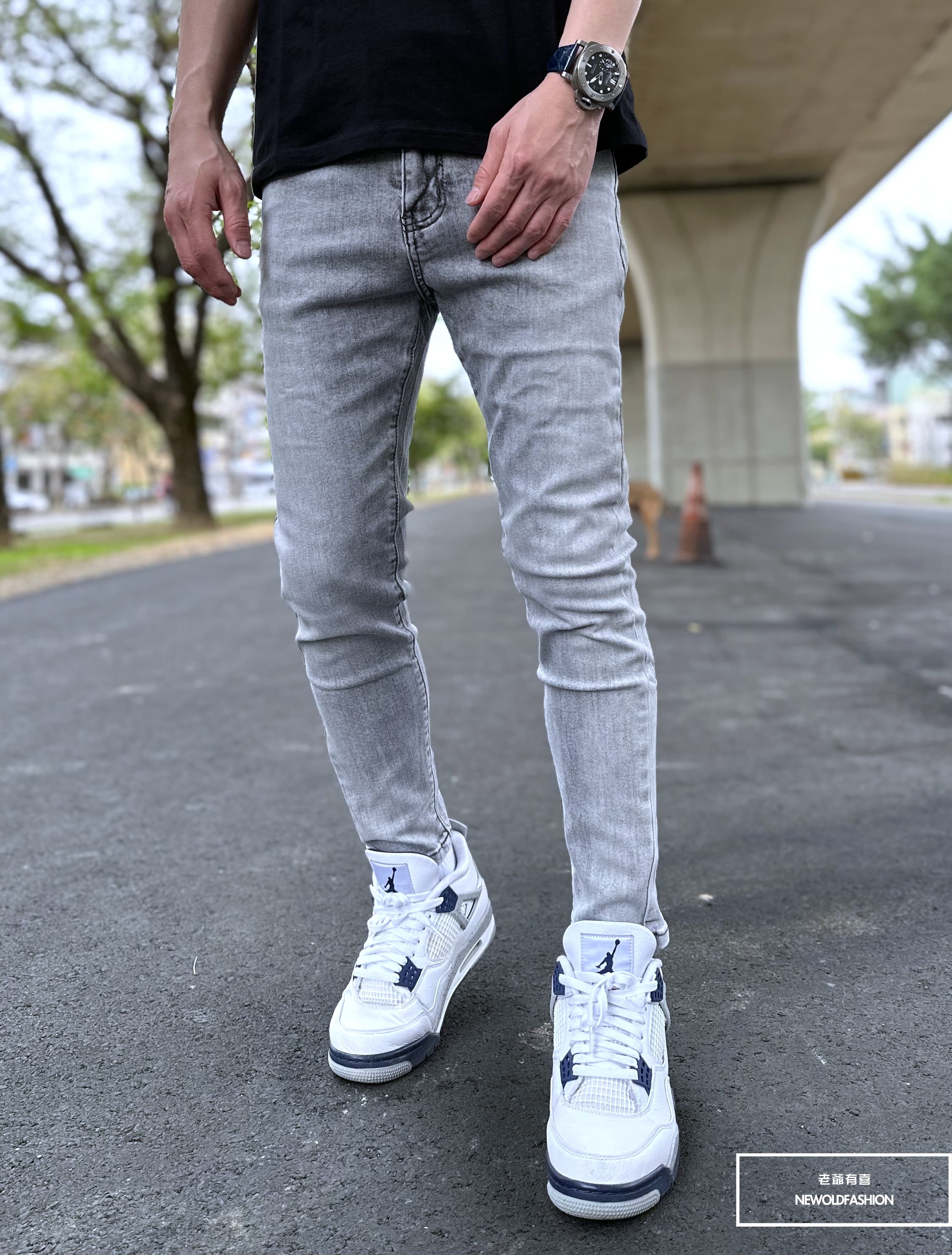 『新品上市』重磅水泥灰素面小直筒牛仔褲(NOF23033838)