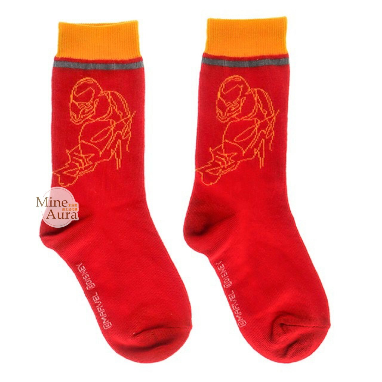 鋼鐵人 Iron Man 剪影圖案 紅色 兒童 襪子 漫威 Marvel -香港迪士尼樂園