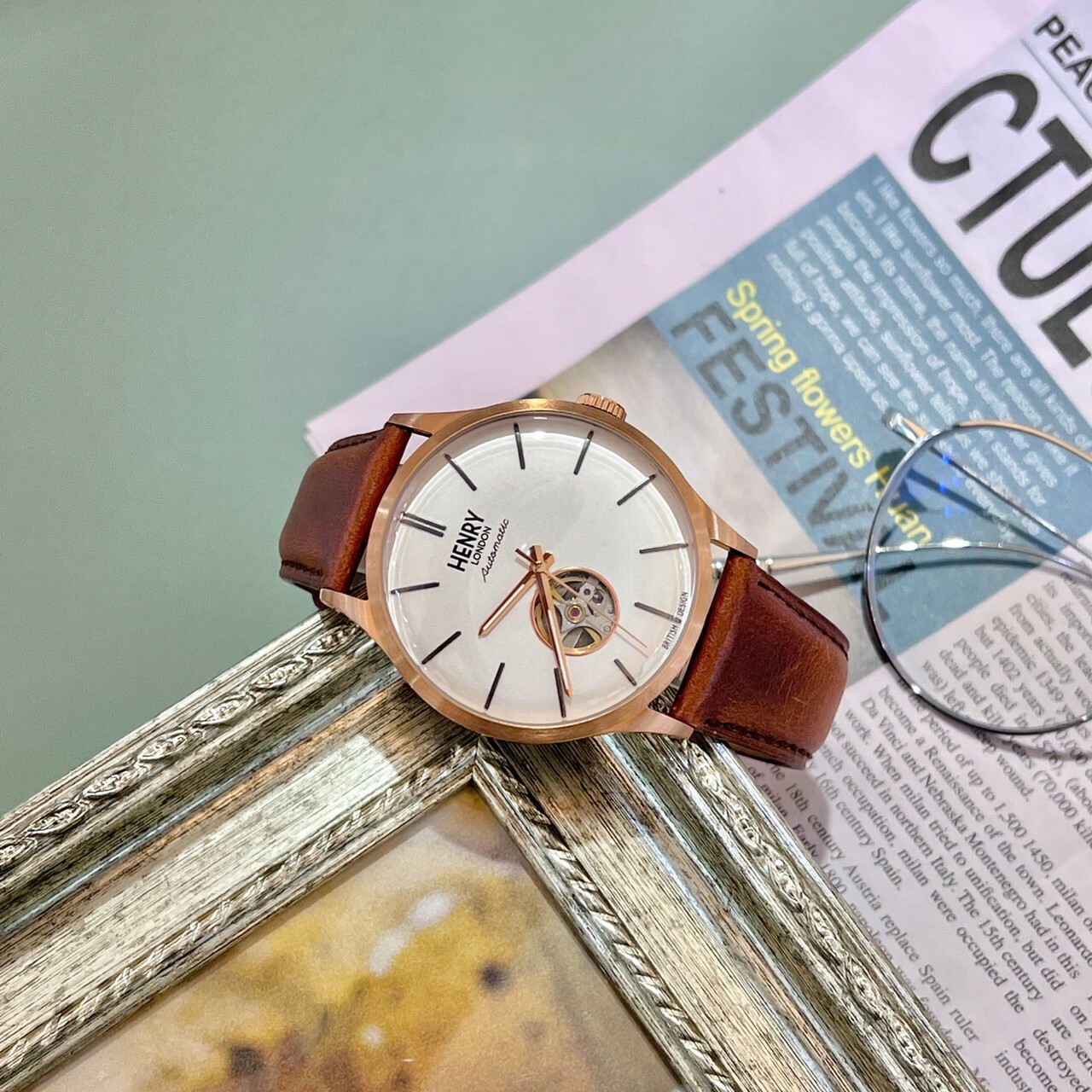 【HENRY LONDON 】英倫復古刻簍空機械錶 HL42-AS-0276 42mm 現代鐘錶