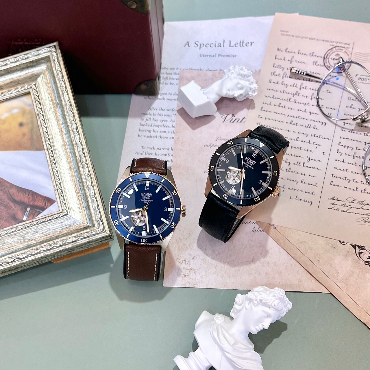 【HENRY LONDON】英倫復古風時尚機械腕錶HL42-AS-0334(藍) / HL-42-AS-0330 (黑) 42mm 現代鐘錶