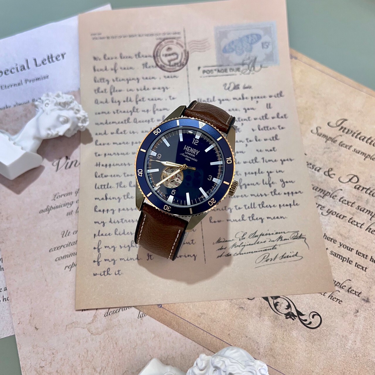 【HENRY LONDON】英倫復古風時尚機械腕錶HL42-AS-0334(藍) / HL-42-AS-0330 (黑) 42mm 現代鐘錶
