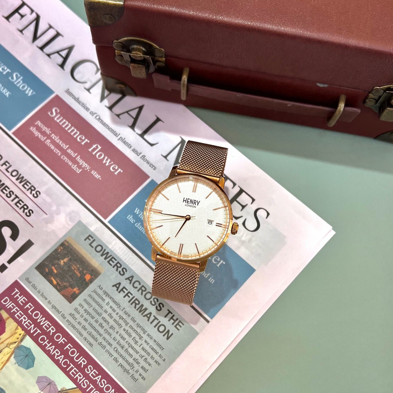 【HENRY LONDON】極簡時尚玫瑰金米蘭帶腕錶HL40-M-0374 40mm 現代鐘錶