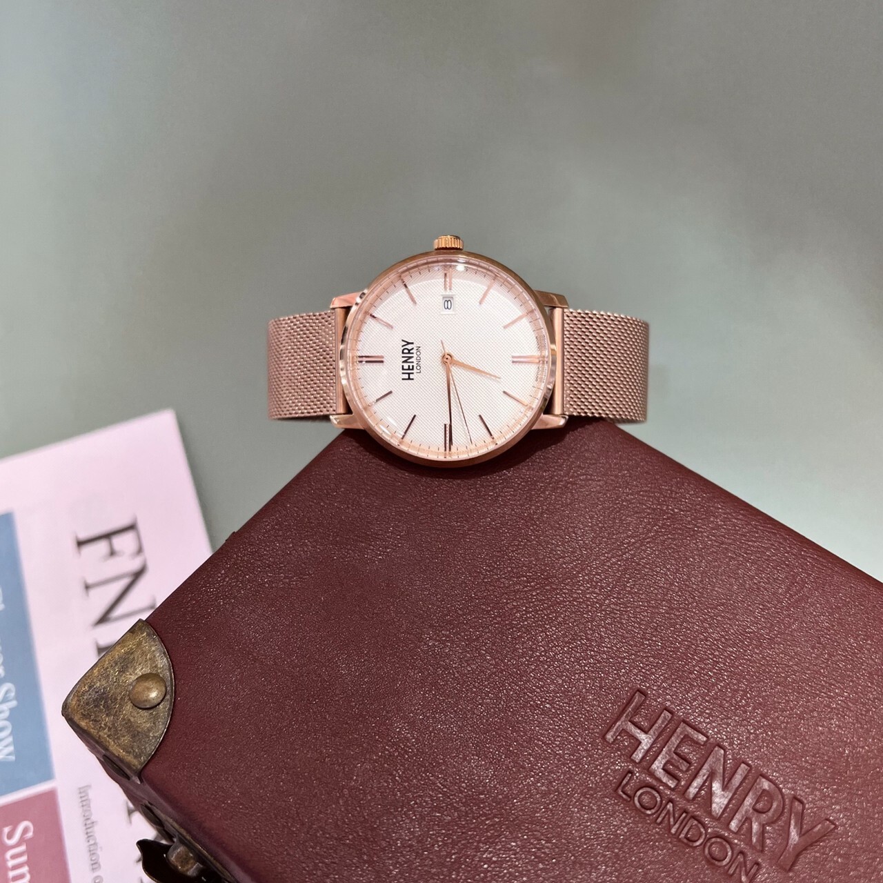 【HENRY LONDON】極簡時尚玫瑰金米蘭帶腕錶HL40-M-0374 40mm 現代鐘錶