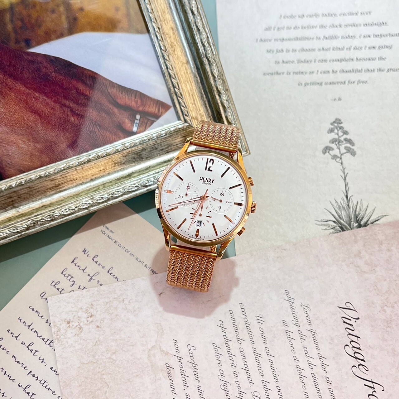 【HENRY LONDON】陽光麥穗金三眼計時腕錶HL41-CM-0040 41mm 現代鐘錶