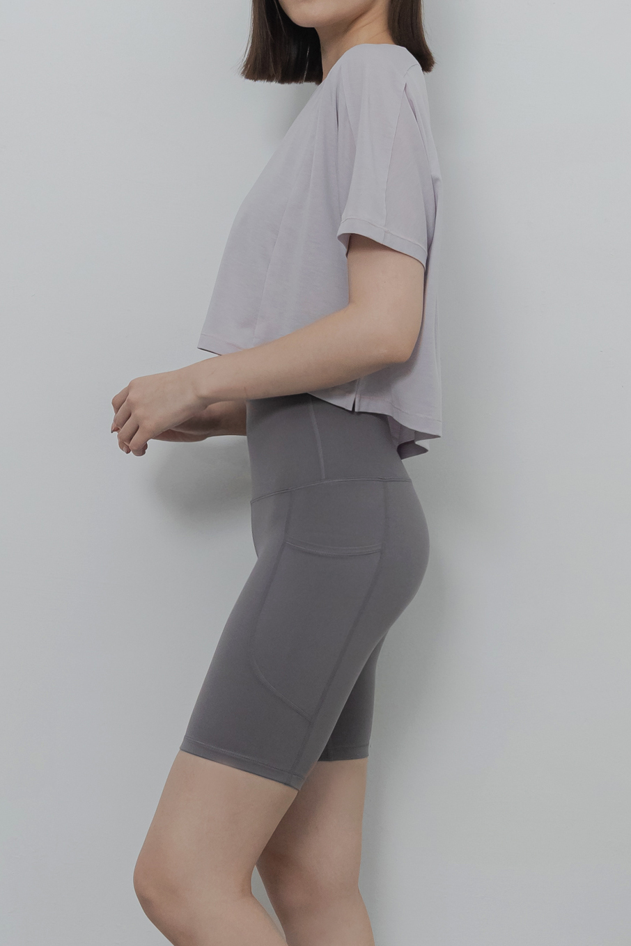 7 " Shyni Side Pockets Bike Shorts- 藕紫