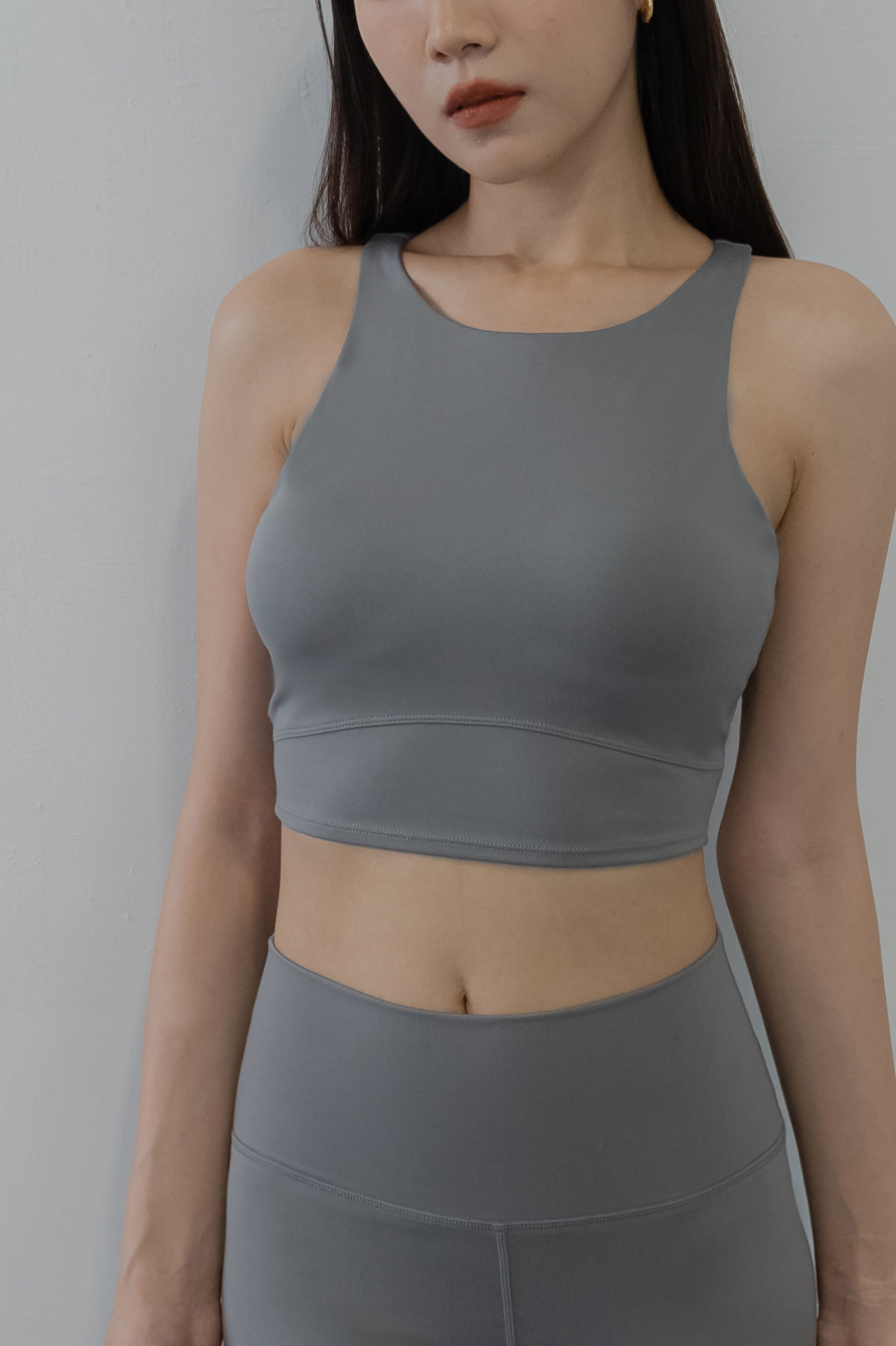 Shyni High-Neck Bra Top- 灰綠