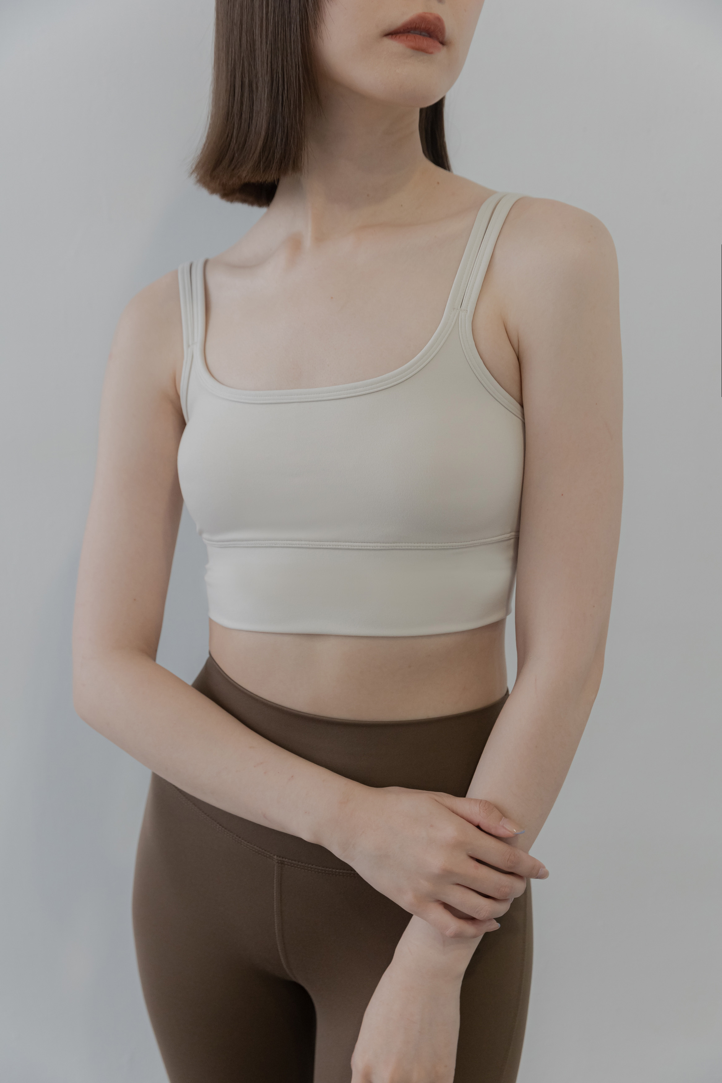 Shyni Strappy Back Bra Top- 淺米
