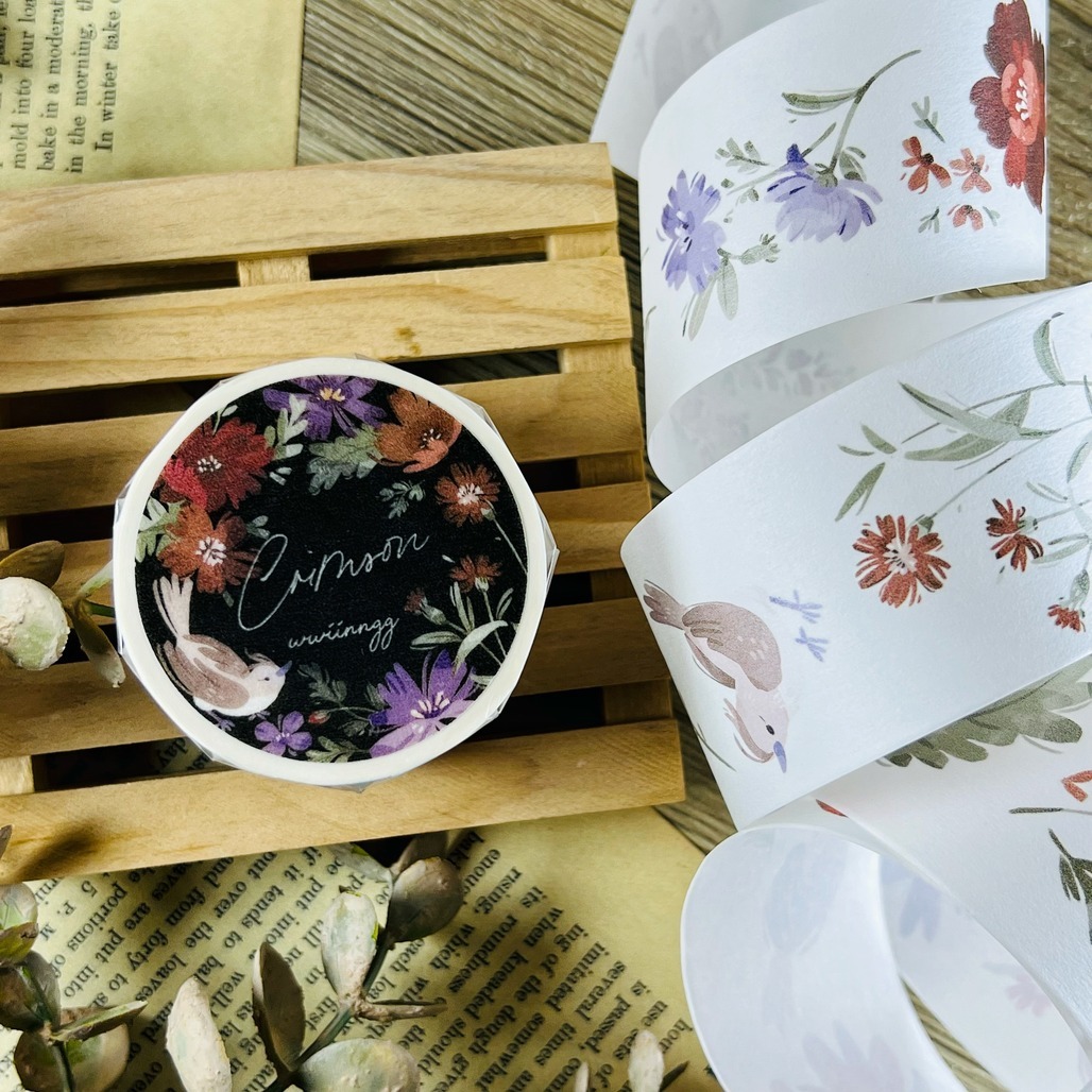 wwiinngg．緋紅 4cm日本和紙膠帶 <整捲/分裝>