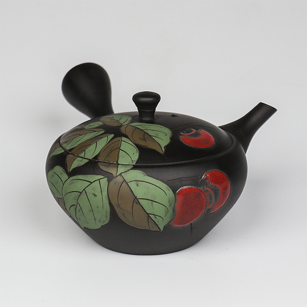 【玉光】燻鐵鉢柿 橫手急須0.18L