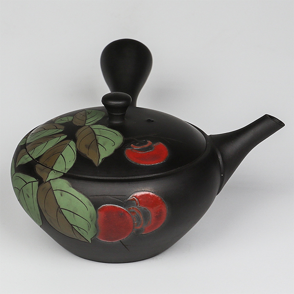 【玉光】燻鐵鉢柿 橫手急須0.18L