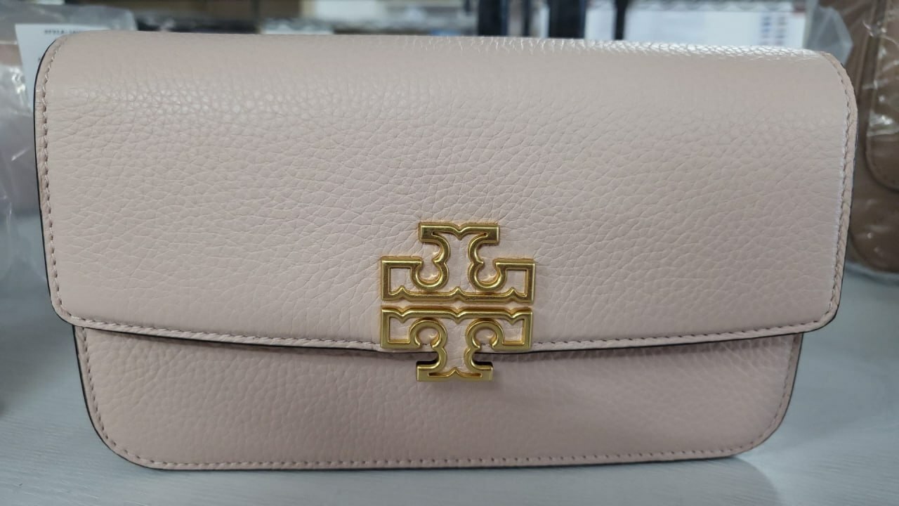 [S] TORY BURCH BRITTEN CHAIN WALLET W.WRISTLET,SHELL PINK, 141012-652 (STB374)