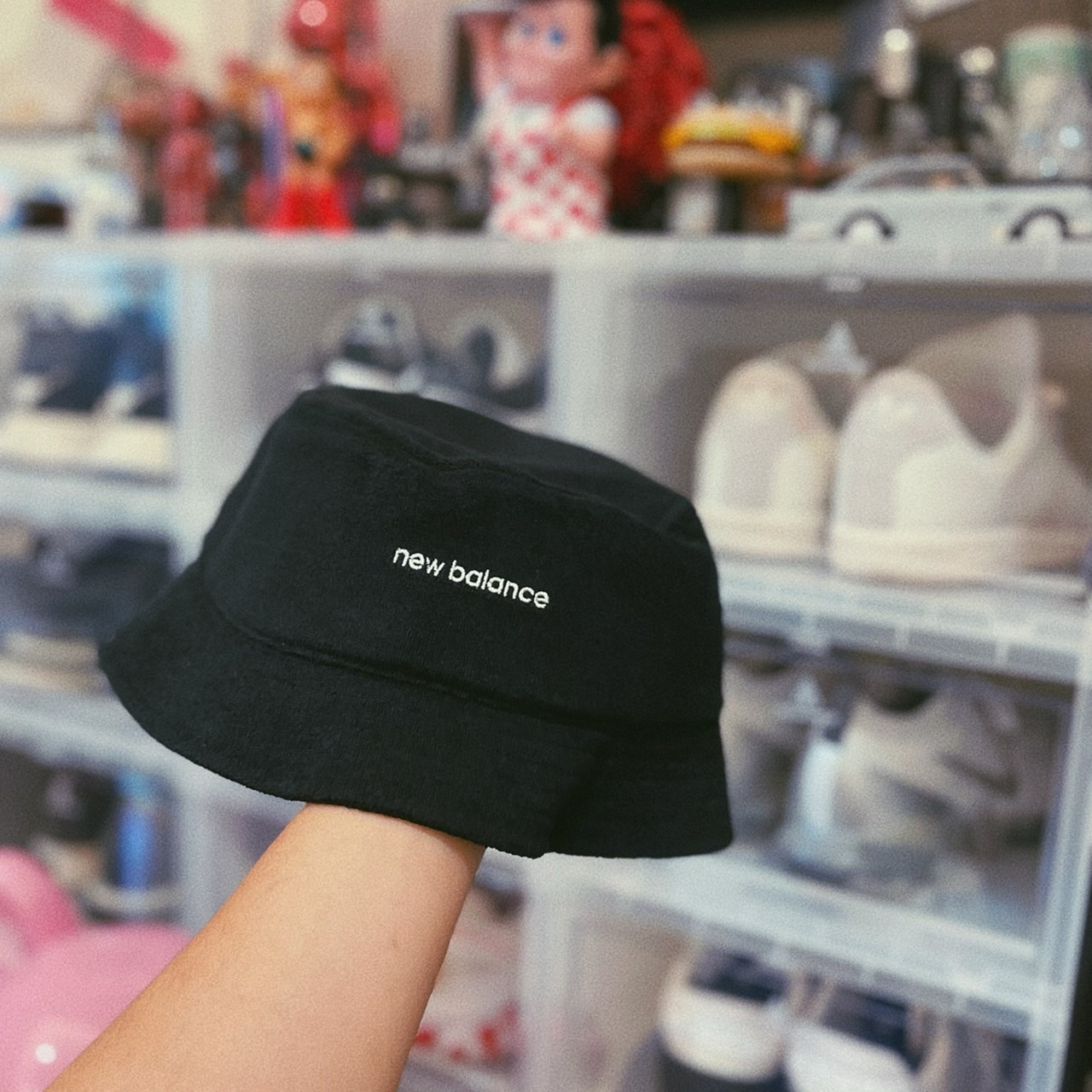 New Balance Bucket Hat 黑色 絨布 NB 刺繡LOGO 帽子 漁夫帽