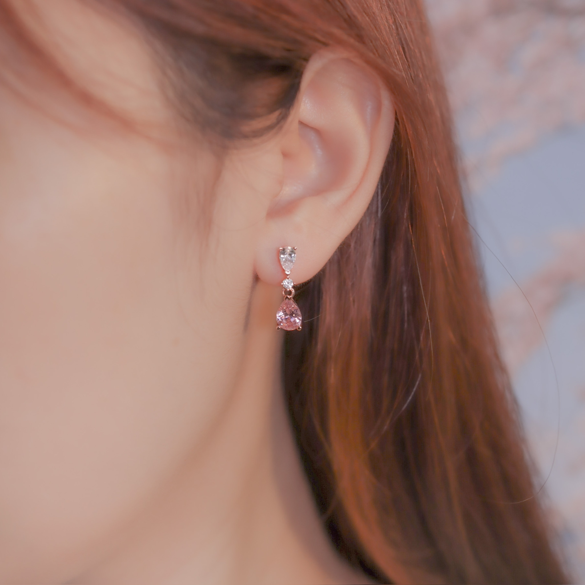 | 925 Silver・White Gold・Rose Gold | Pinky Love  Shadow Earrings（Silver / Rose Gold） | EA0395 |