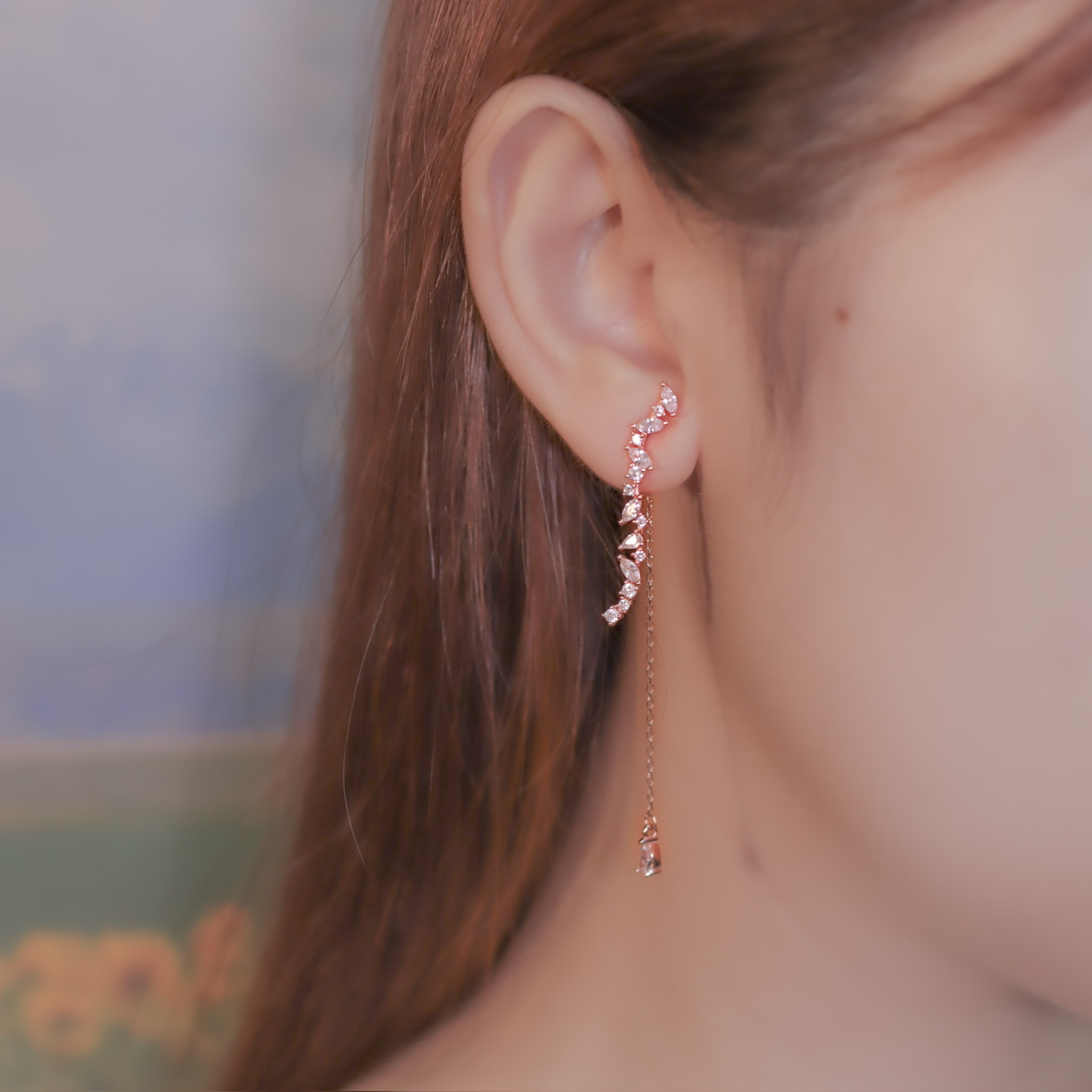 | 925純銀・白金・ 玫瑰金  | 花瓣小徑耳環 (銀 / 玫瑰金) | EA0367 |