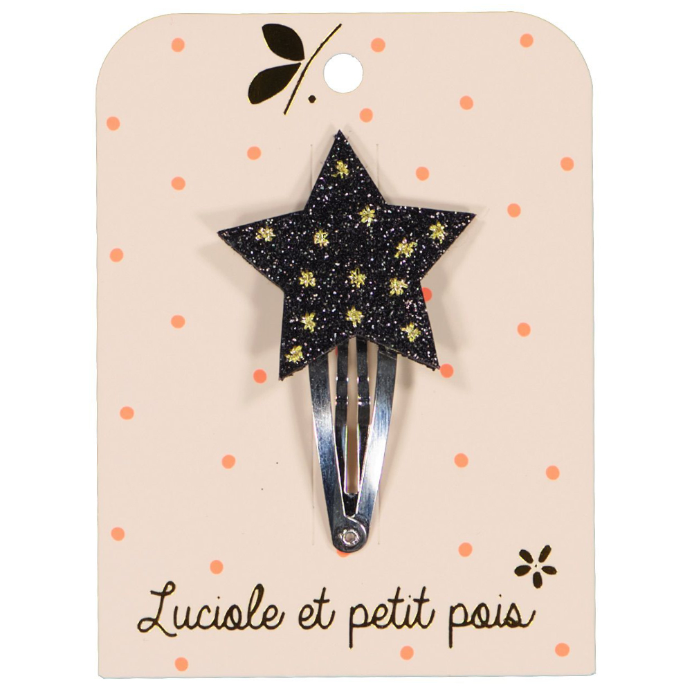 法國 Luciole et Petit Pois/ Star hair clip - Black glitter