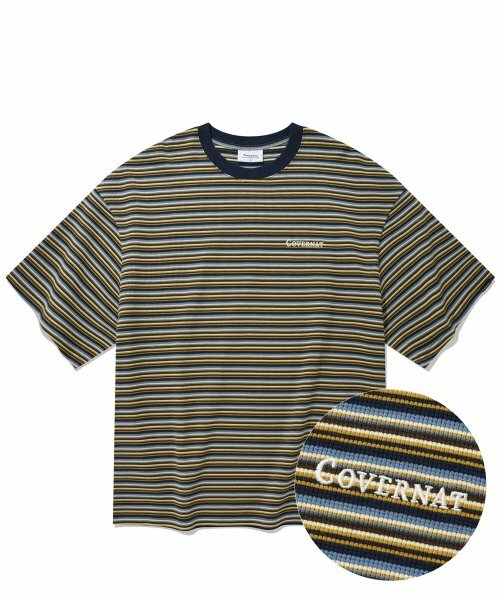韓國代購 COVERNAT 休閒條紋 上衣 短袖 TEE 海軍藍 MAY-
