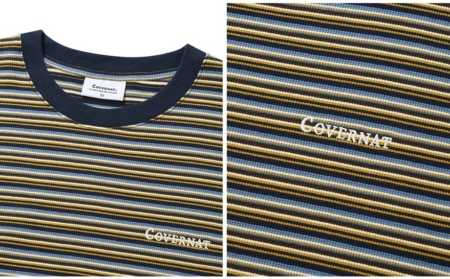 韓國代購 COVERNAT 休閒條紋 上衣 短袖 TEE 海軍藍 MAY-