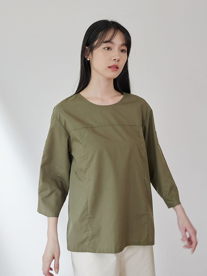 換日線寬袖落肩上衣-城市