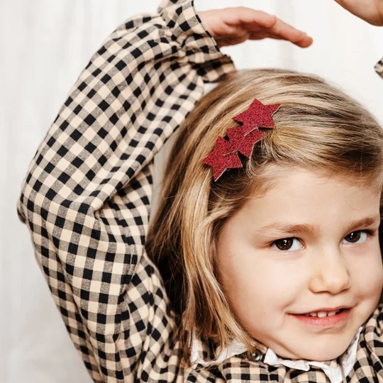 法國 Luciole et Petit Pois/ Three stars hair clip - Raspberry