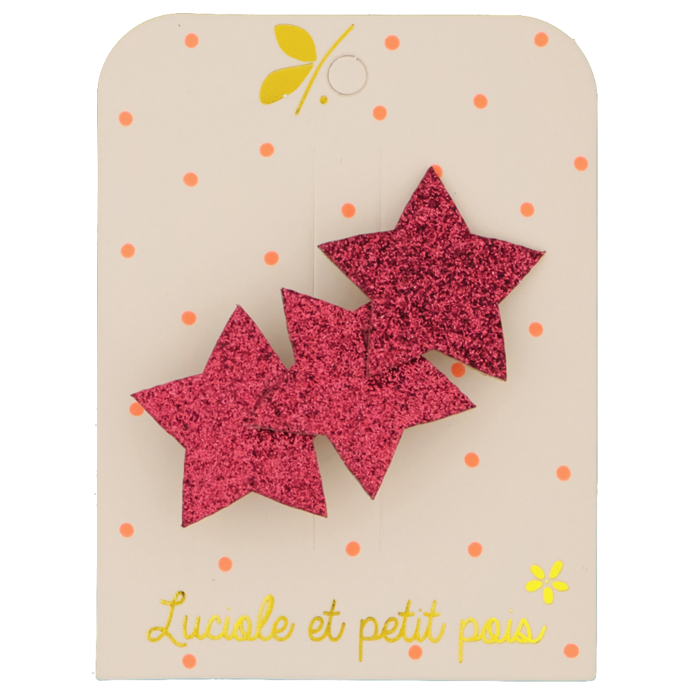 法國 Luciole et Petit Pois/ Three stars hair clip - Raspberry