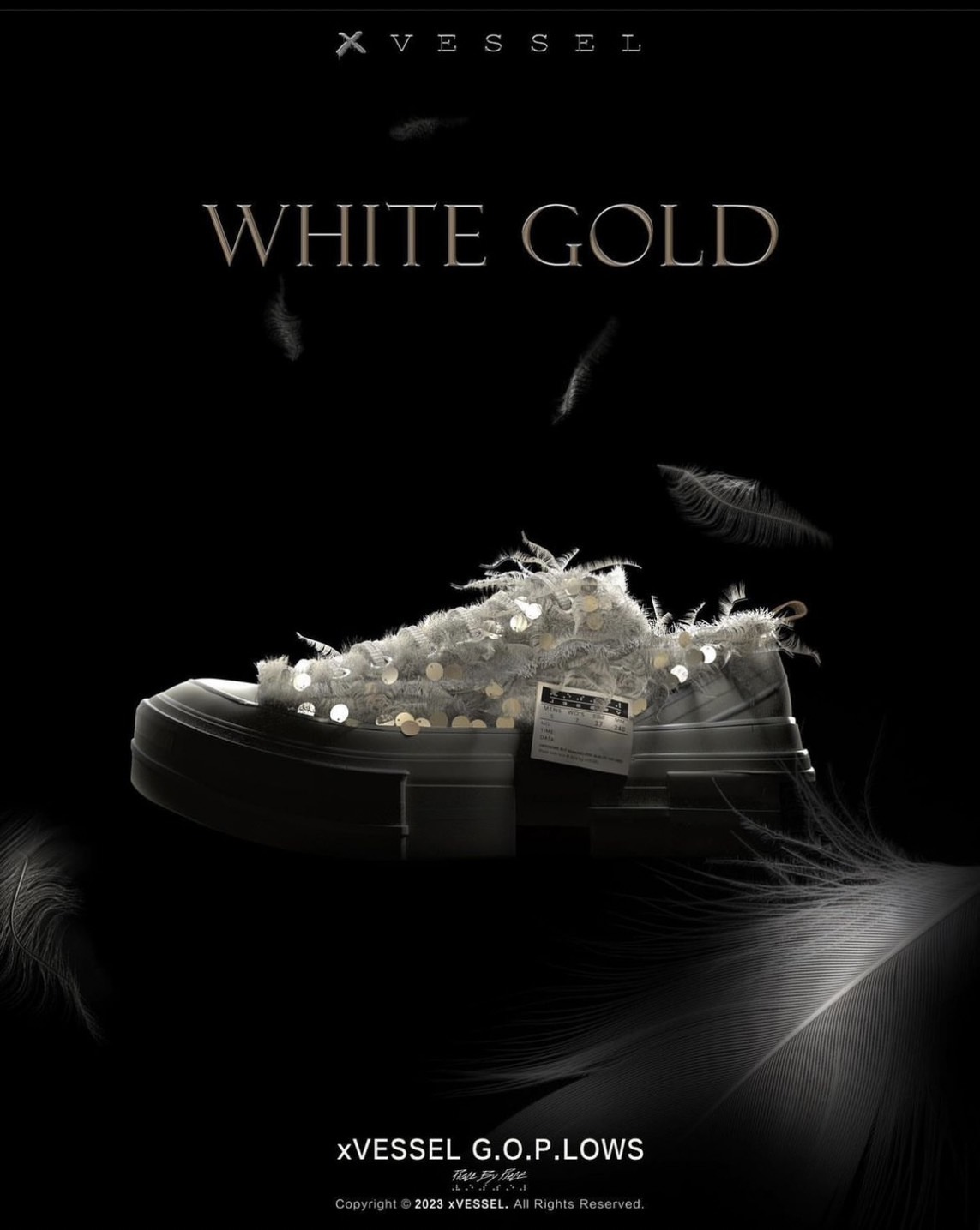 xVESSEL G.O.P Lows  感溫變色 毛絨亮片 白色 解構鞋