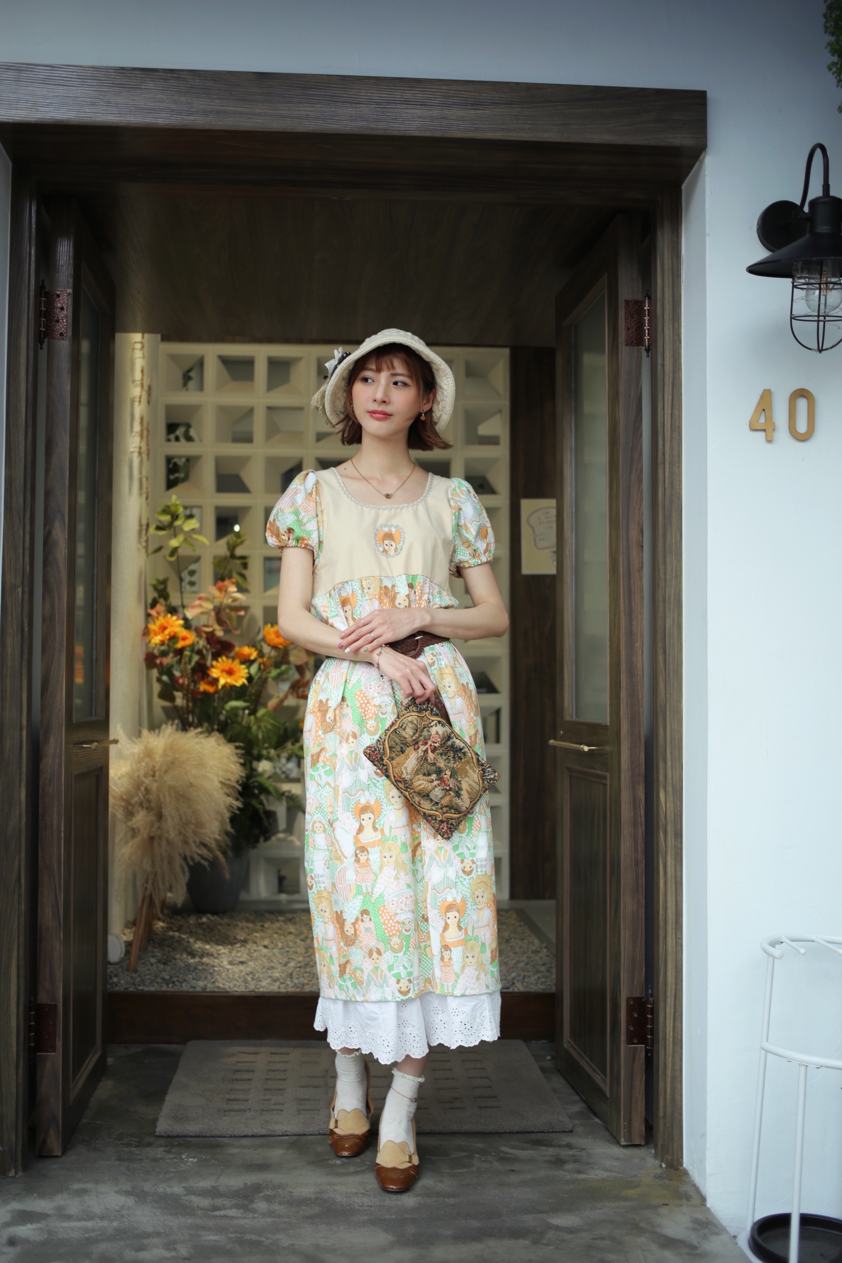 Vintage Dress / 古著歐風人物圖騰洋裝