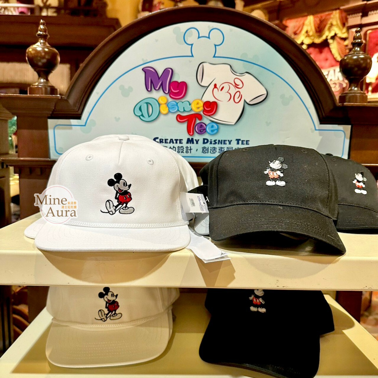 米奇 Mickey 站姿 刺繡圖案 白色 棒球帽 帽子 -香港迪士尼樂園