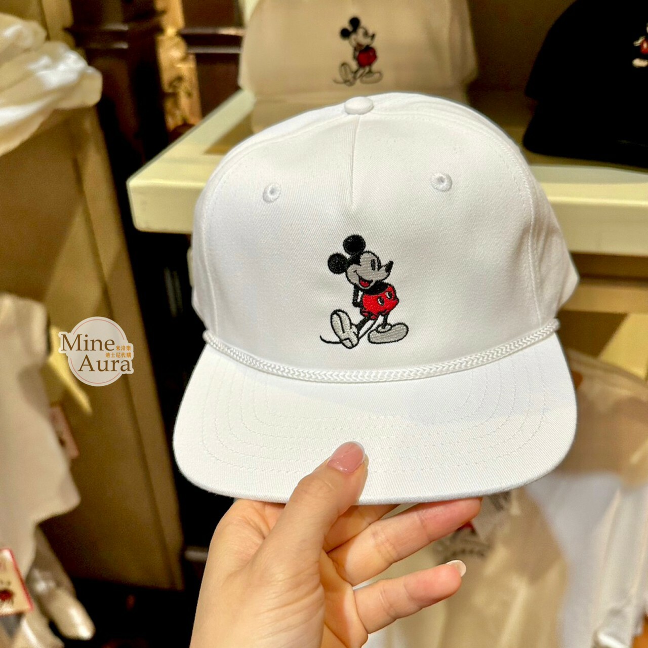 米奇 Mickey 站姿 刺繡圖案 白色 棒球帽 帽子 -香港迪士尼樂園