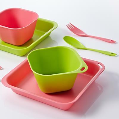 Truvii 趣味 抗菌方碗 環保餐具 兒童餐具 外出 戶外 野餐 露營 野炊 餐碗 碗 餐具