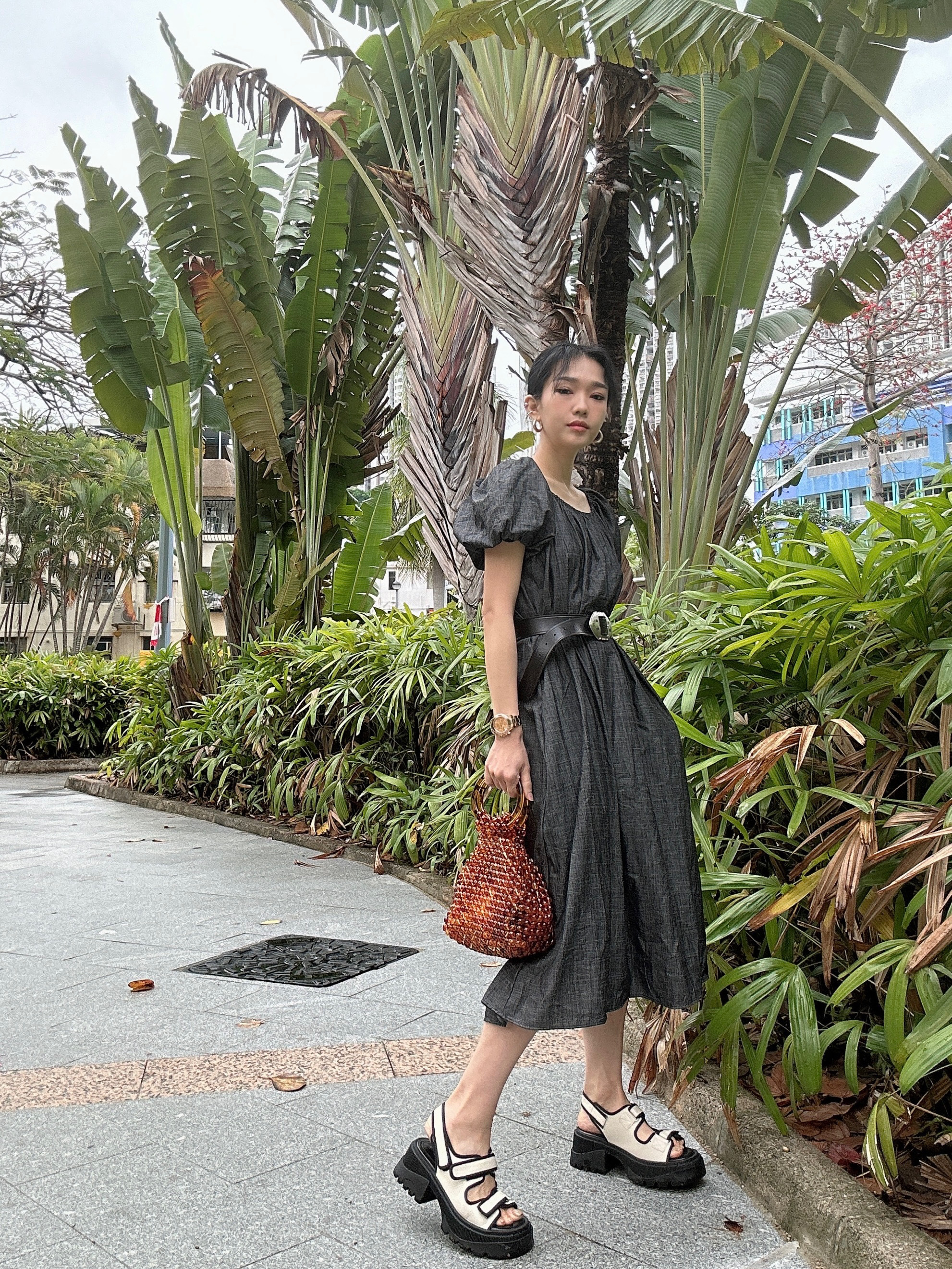 薄牛仔公主袖連身裙 （Live - 現貨款式）