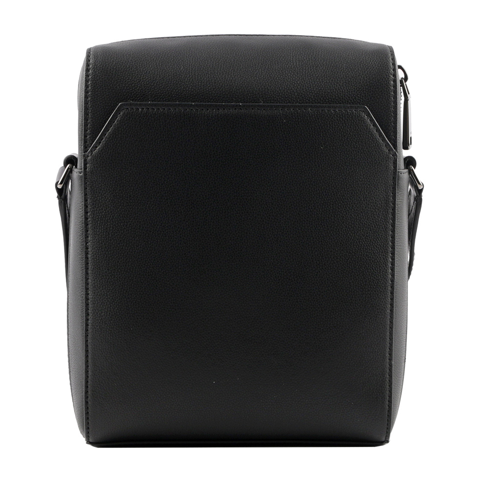 【BALLY】Edoh 紅白條紋壓紋牛皮拉鍊斜背包(黑色)