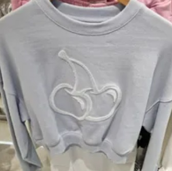 [S] MODERNWORKS KIRSH BIG CHERRY PRINT LONG SLEEVE CROP,SKY BLUE, KKRSCTM501MSKA1 [FINAL SALE] (SMW99)