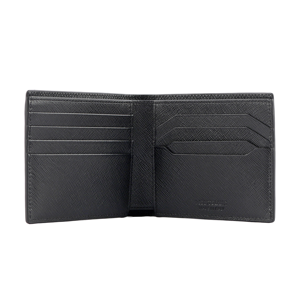 【MONTBLANC 萬寶龍】匠心系列防刮牛皮對開8卡短夾(黑色)