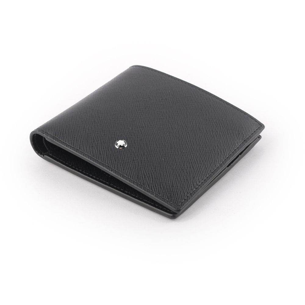 【MONTBLANC 萬寶龍】匠心系列防刮牛皮對開8卡短夾(黑色)