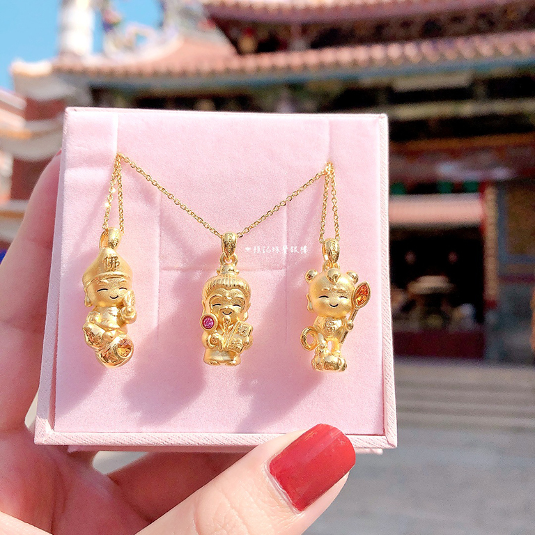 騰雲三太子/葫蘆濟公/姻緣月老 (水晶) 小萌佛 黃金墜子