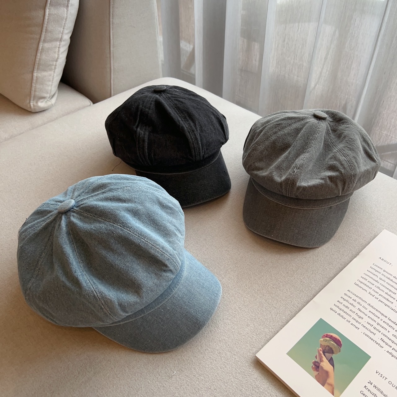 牛仔報童帽/三色