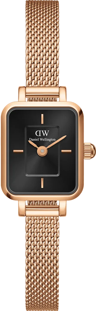 萬年鐘錶 - DW - Daniel Wellington  QUADRO MINI MELROSE ONYX系列   玫瑰金黑面小錶徑方形經典米蘭錶帶女錶 DW00100647   錶徑 : 15.4x18.2mm