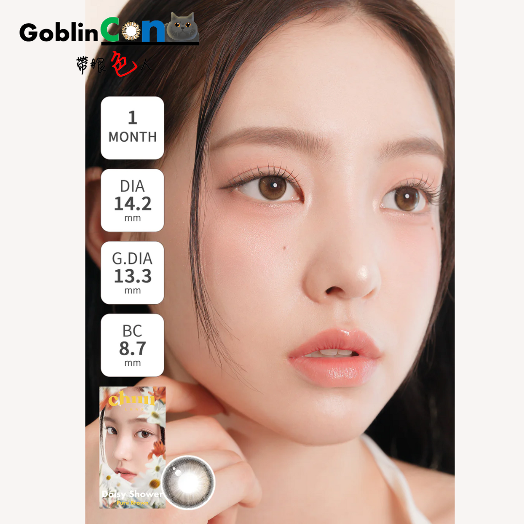 [防UV月拋]  CHUU LENS Daisy Shower 1 Month Pure Brown 月拋隱形眼鏡｜每盒2片